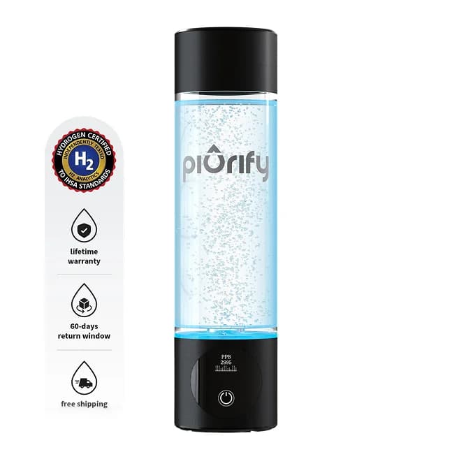 Piurify hydrogenator water bottle for hydrogen-rich drinking water